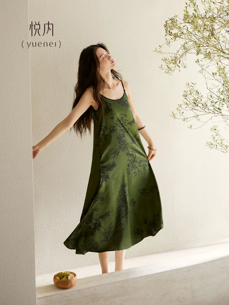 YUENEI with Chest Pad Ice Silk Thin Suspender Vest Long Skirt