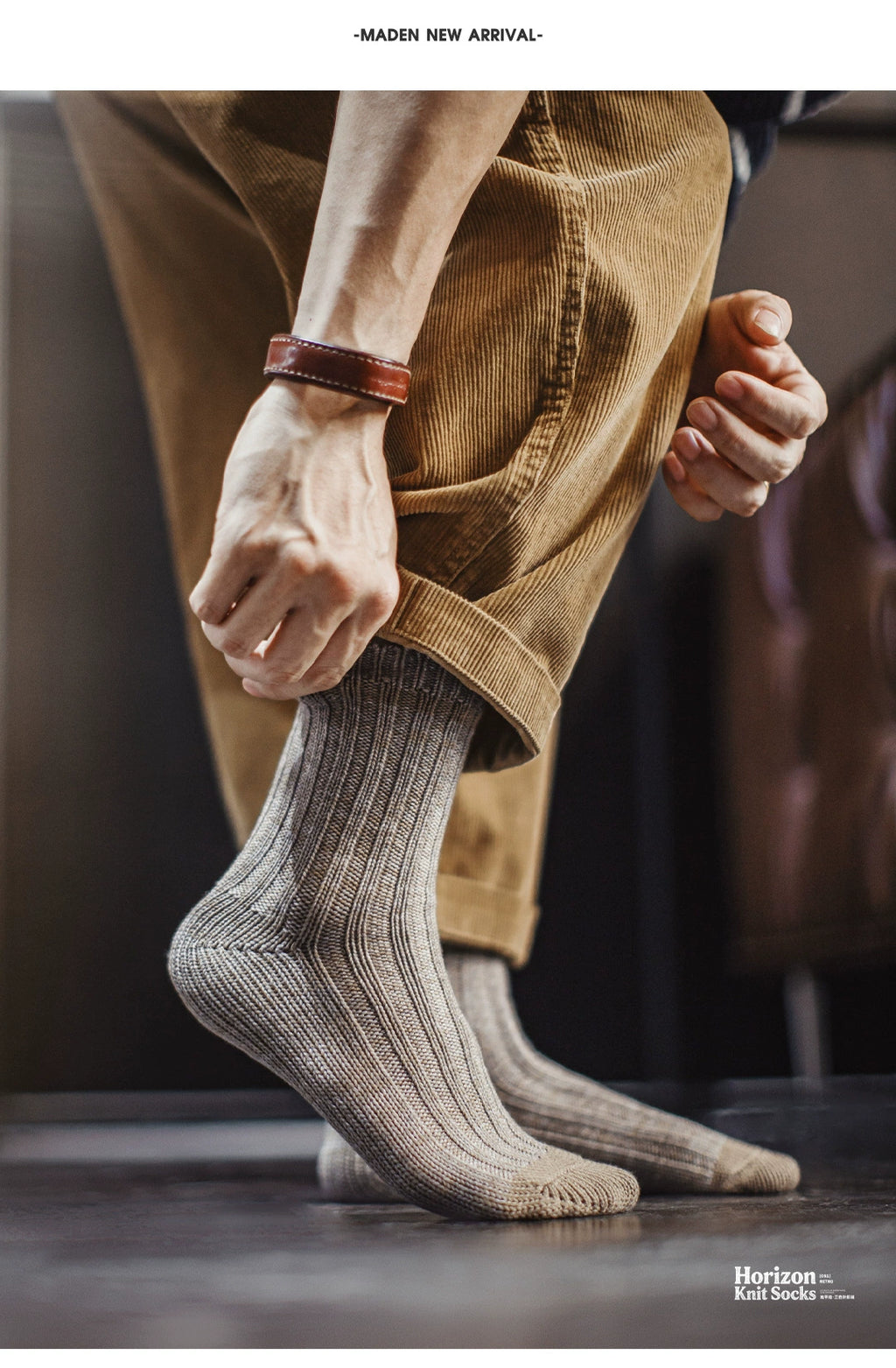 Maden Retro Thick-knit Striped Tube Socks