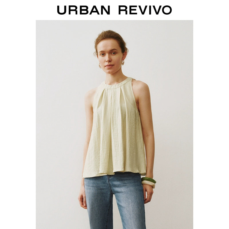 URBAN REVIVO Neck Off-the-shoulder Loose Sleeveless Blouse Shirt