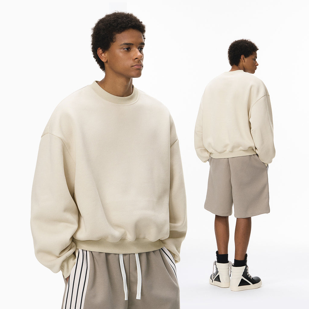 Inflation Fleece Crew Neck Scimitar Sleeve Sweater