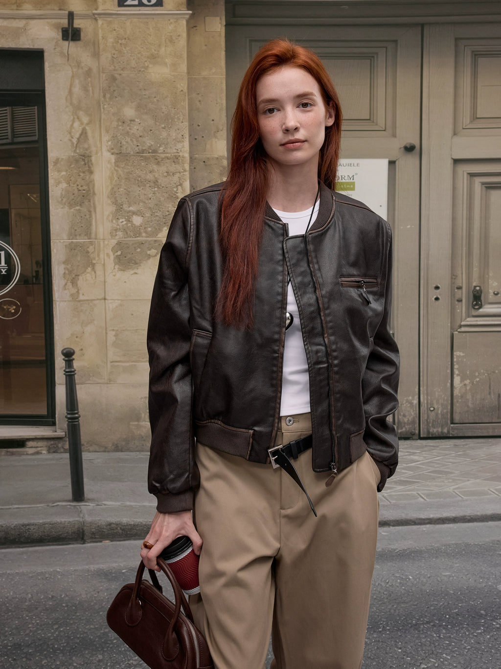 MADWITCH Vintage Made Old U Leather Jacket