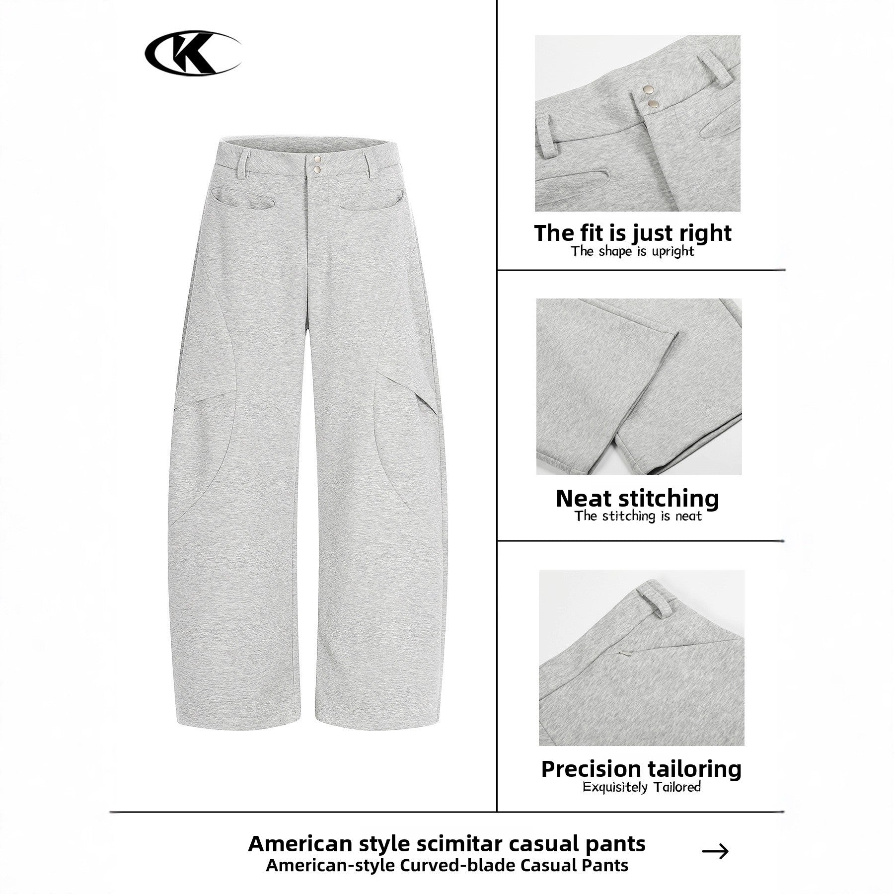 11KN retro wide-leg casual pants