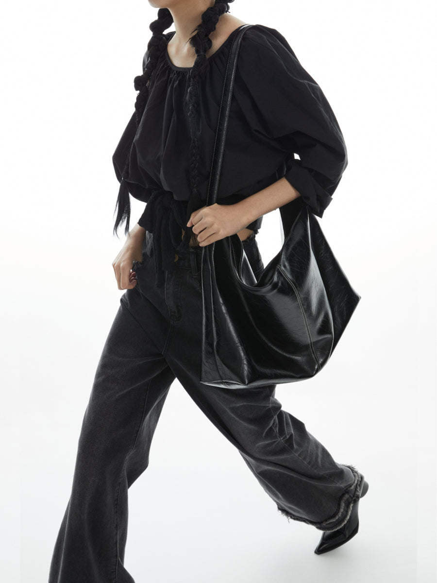 DirtySix Cow Leather Jill big pocket cowhide soft leather tote bag