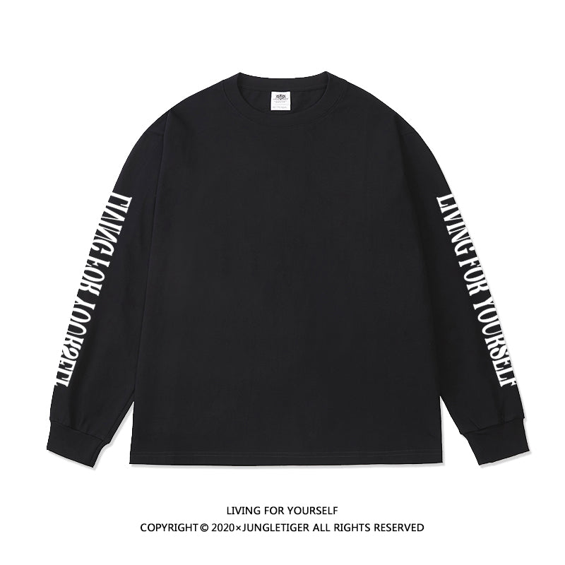 Jungle tiger letter cotton long sleeve Tee