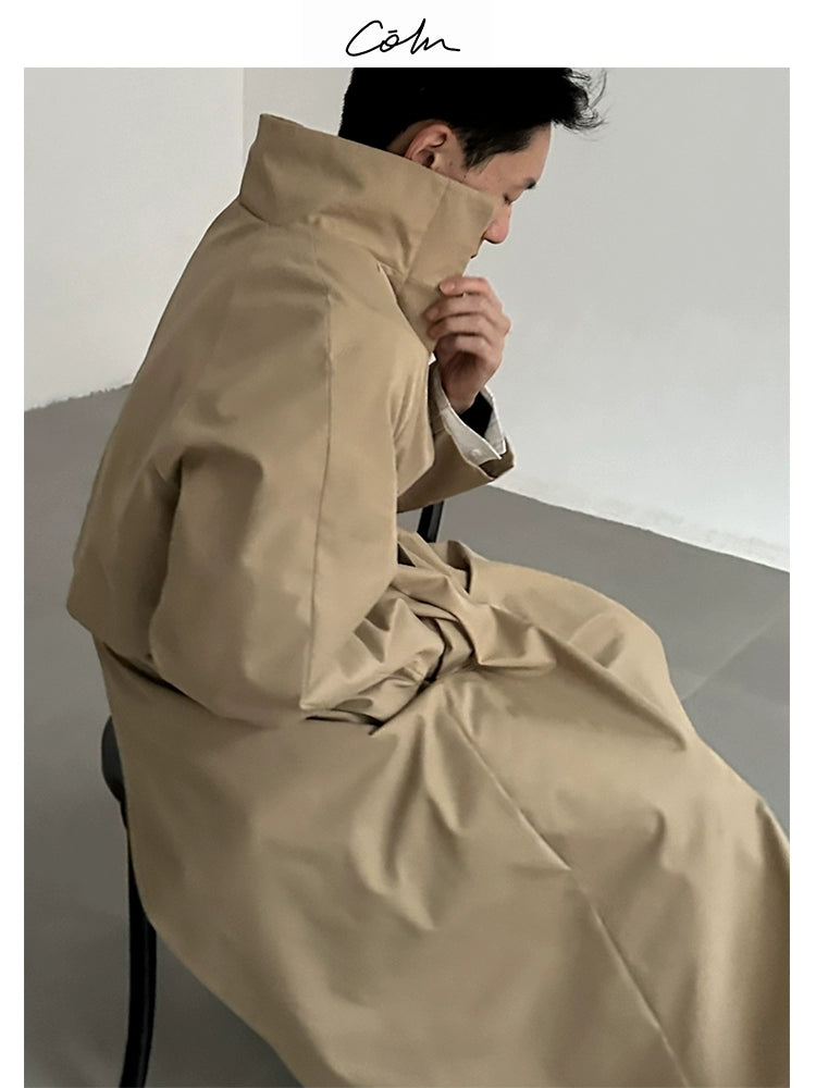 COLN Premium Stand-up Collar Long Trench Coat