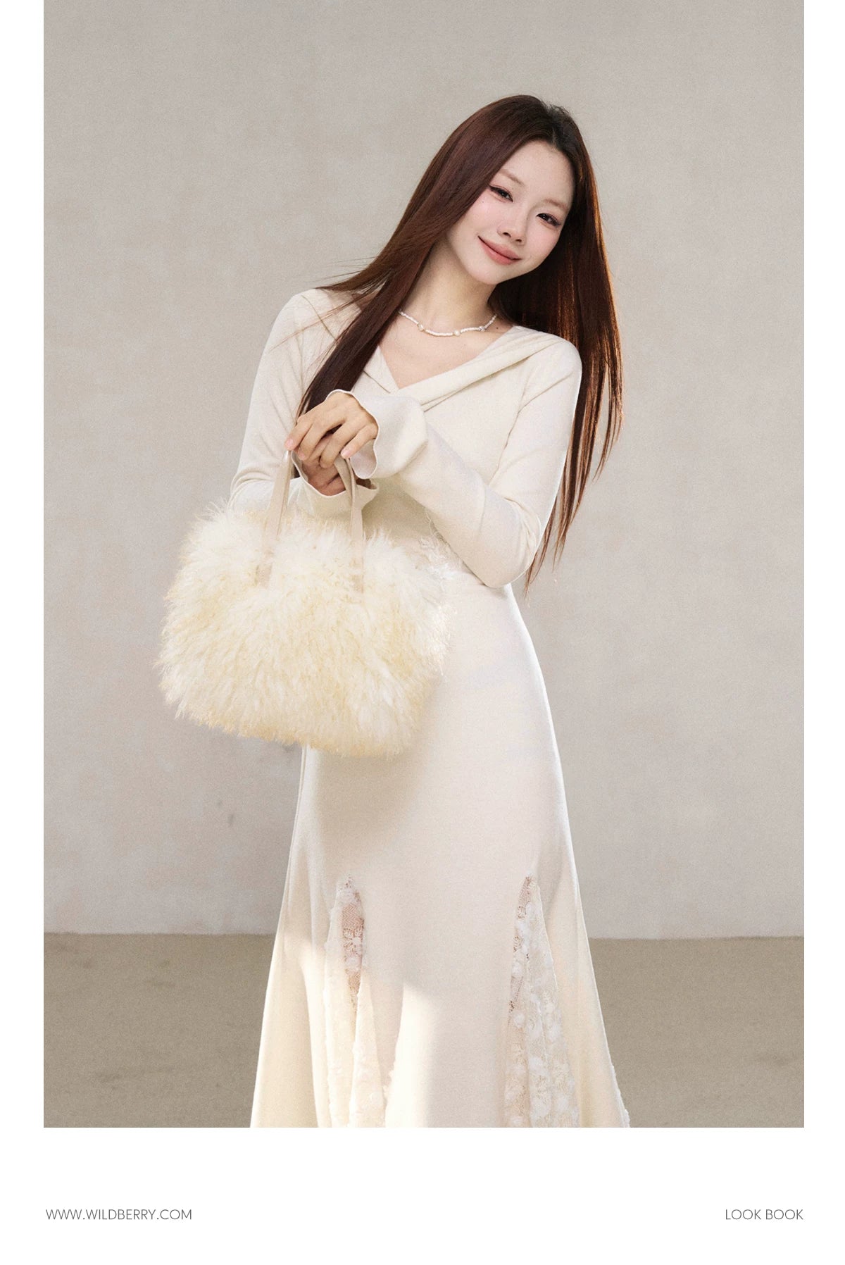 Wildberry Lace Stitching Waist Slim Dress