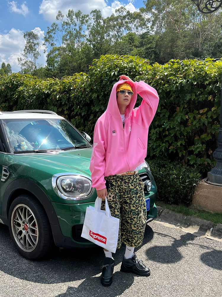 EAHO Dopamine Digital Printed Rough Sleeve Hooded Sweater