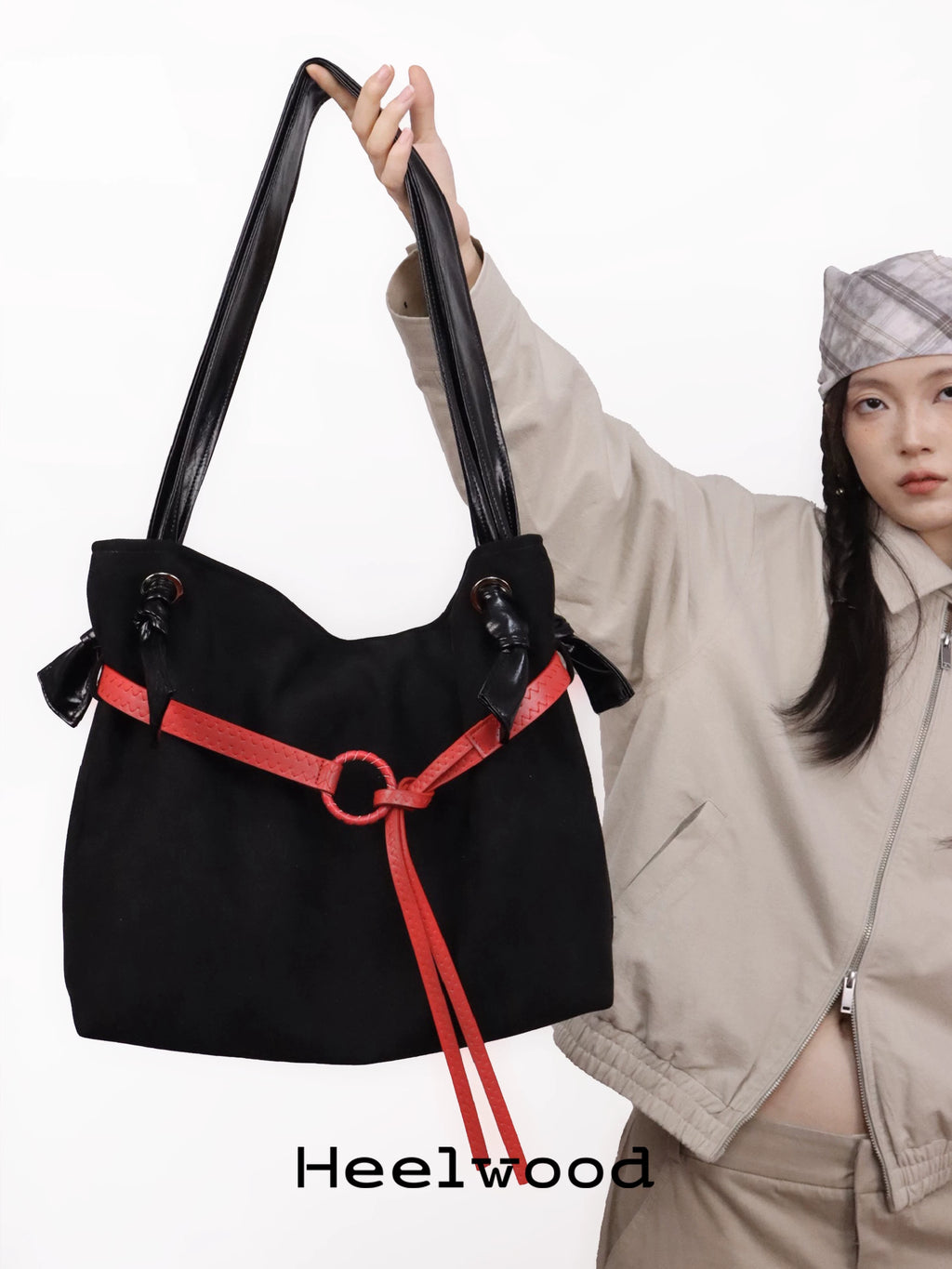 Heelwood Contrast Shoulder Large Capacity Tote Bag