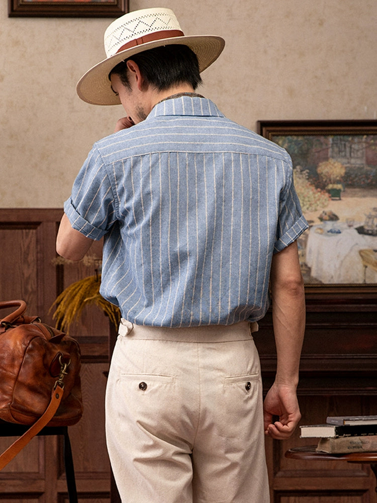 SOARIN Neapolitan Striped Short-sleeved Shirt