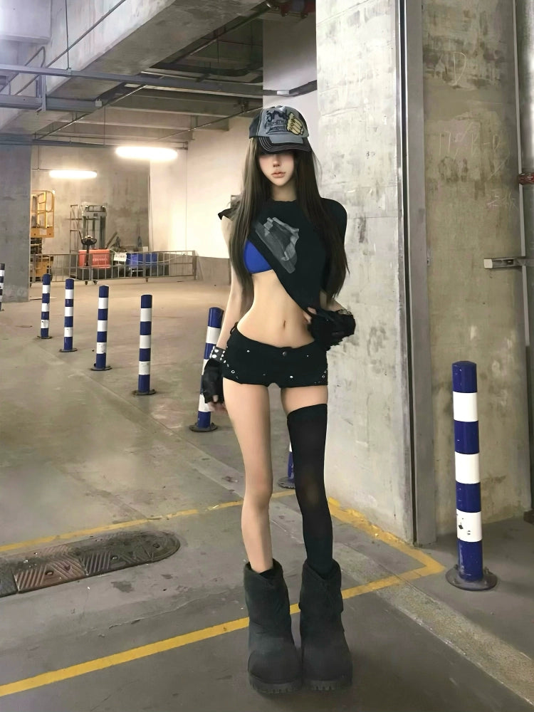 PAIKI Devil Wings Printed Mid-rise Super Shorts