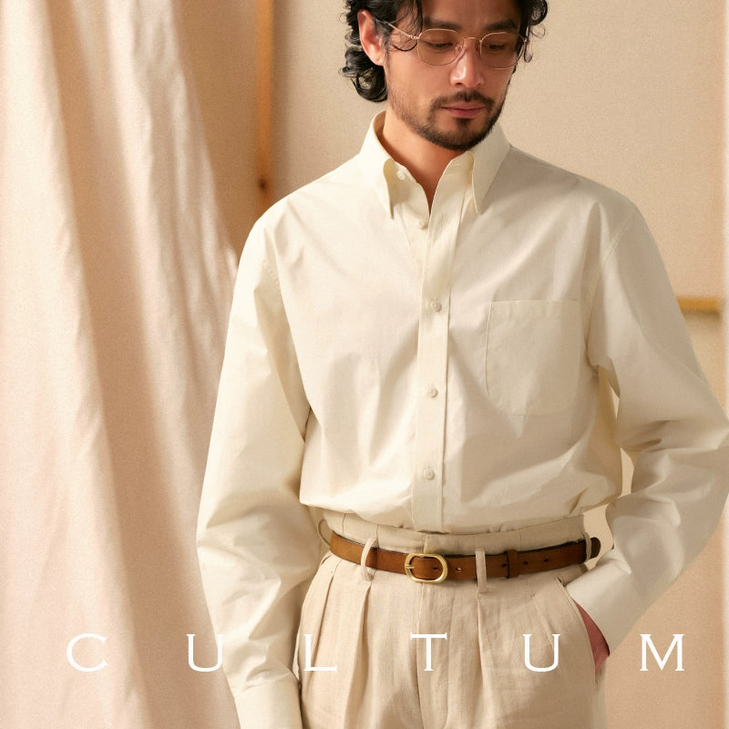 CULTUM Retro Long-sleeved Hidden Button-neck Shirt