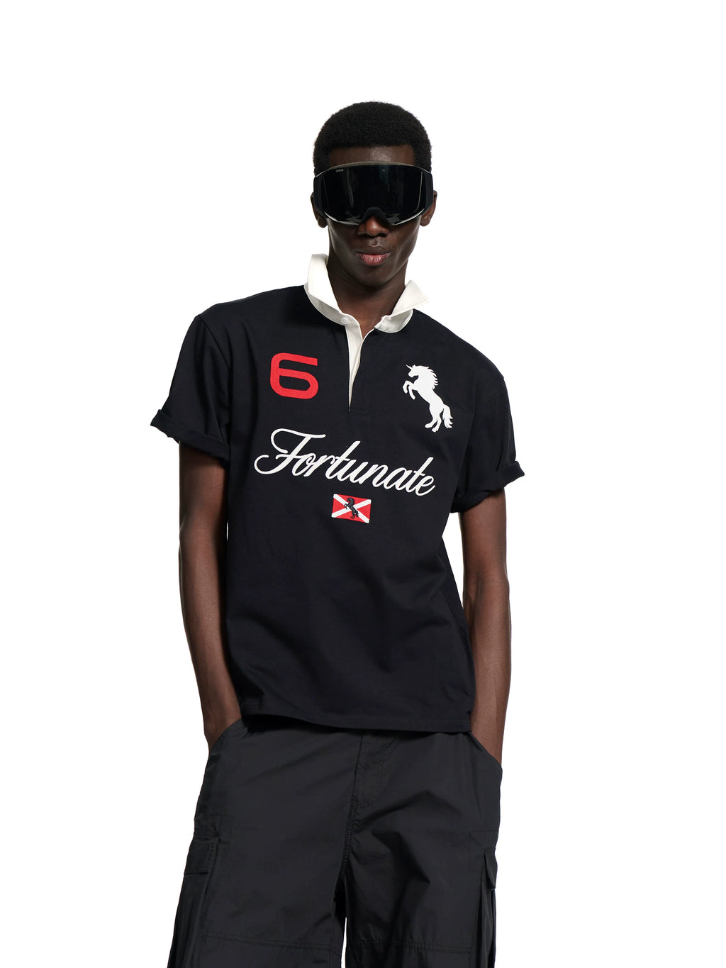 Loopsoon War Horse English Embroidery Contrasting Tee