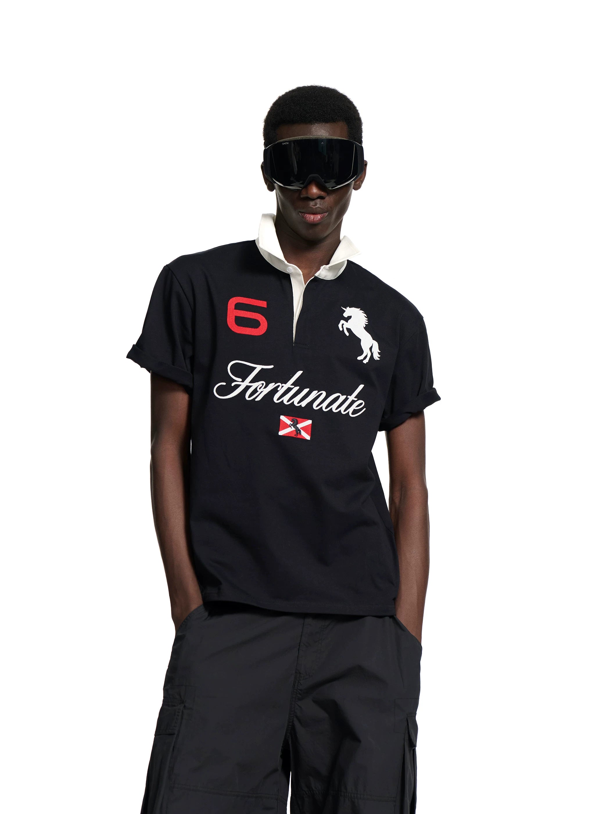 Loopsoon War Horse English Embroidery Contrasting Tee