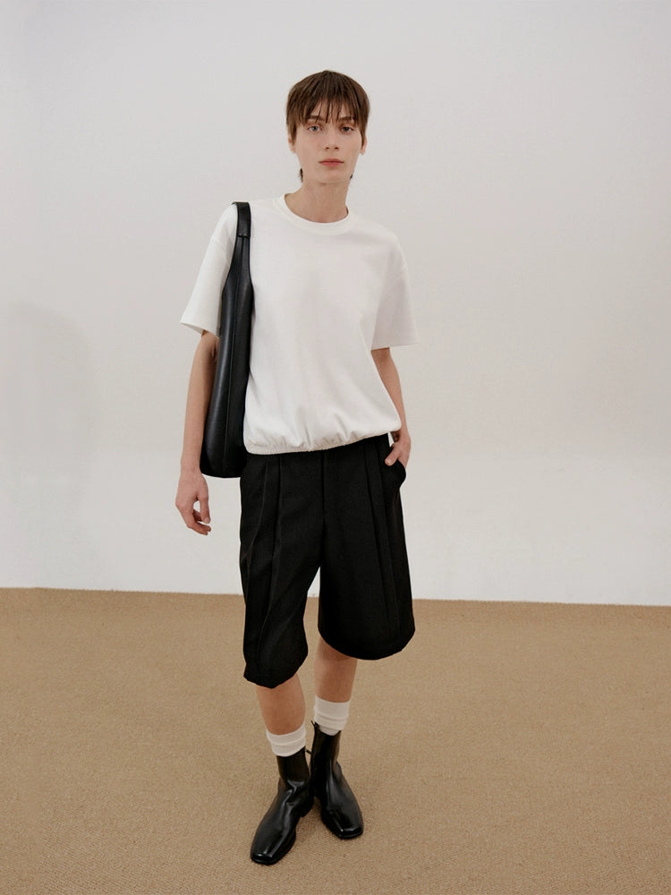 COLN Solid Color Versatile Hem Elastic Tee