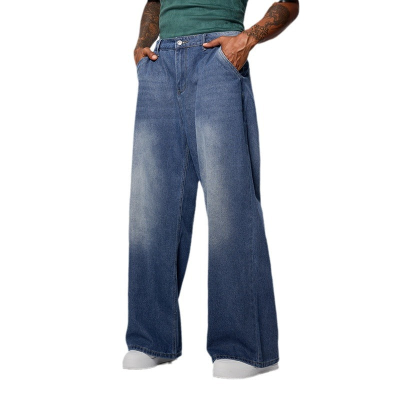 INF water blue straight wide-leg Jeans