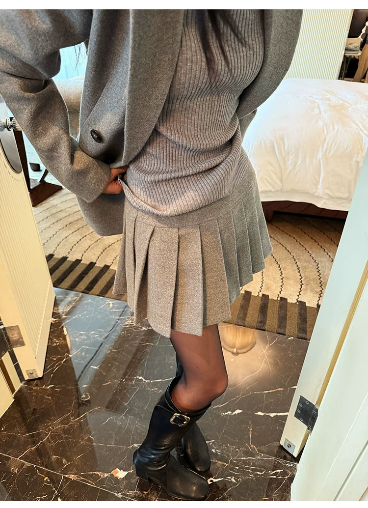 YOUNG KYLIN Pleated Skirt Blazer