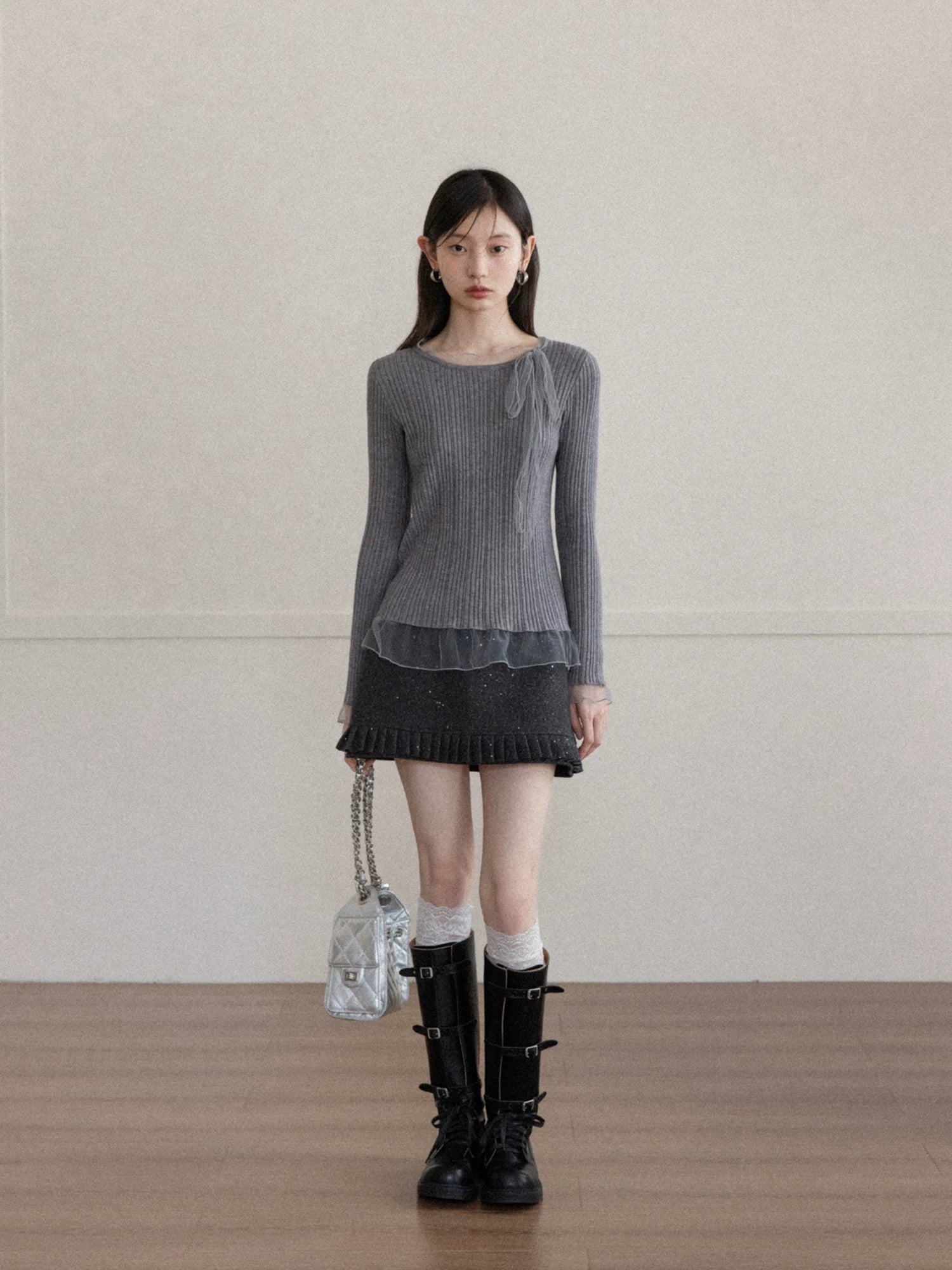 Cantonstory Crew Neck Slim-fit Long Sleeve Wool Knitted Sweater