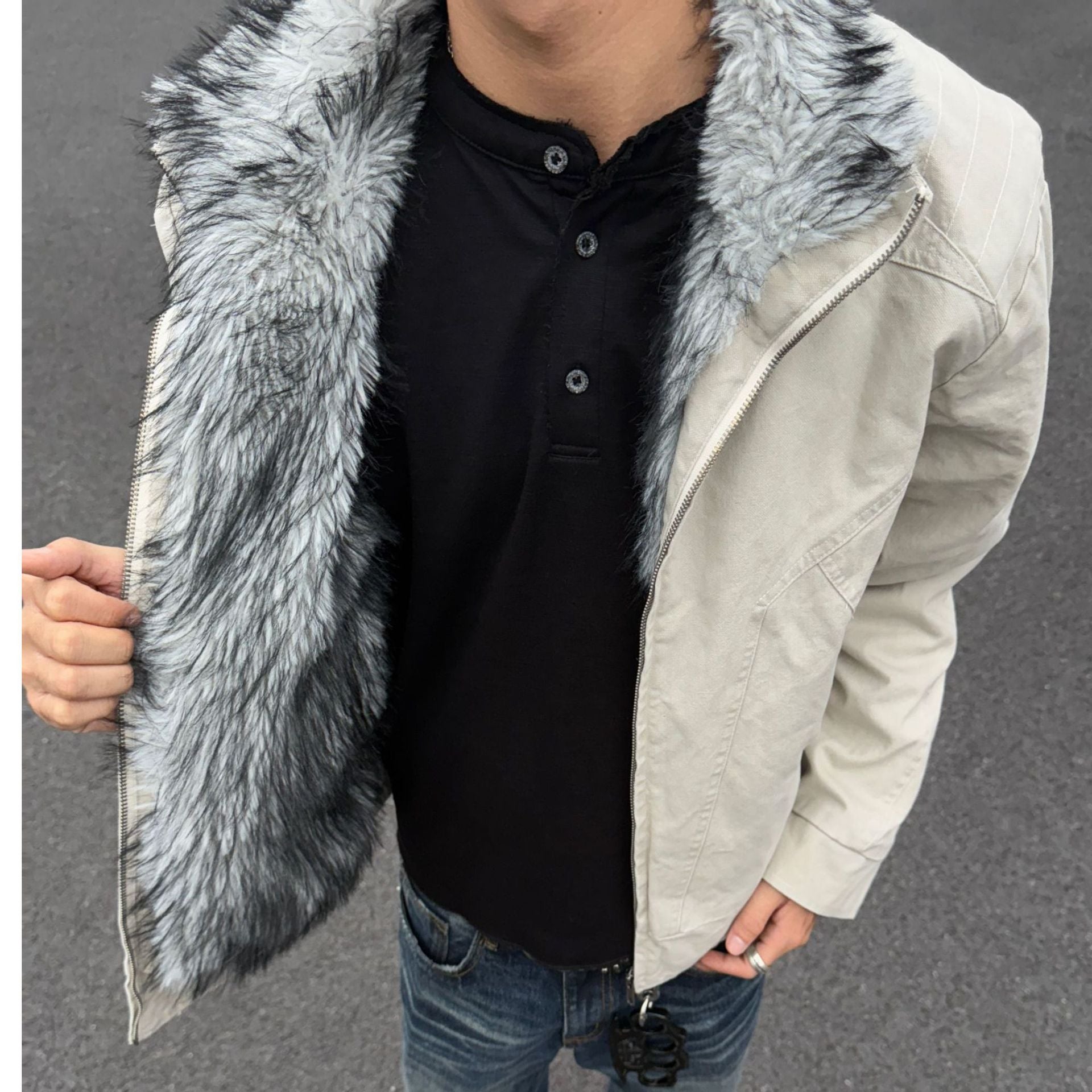 EME Stand-up Neck Zip Vintage Jacket