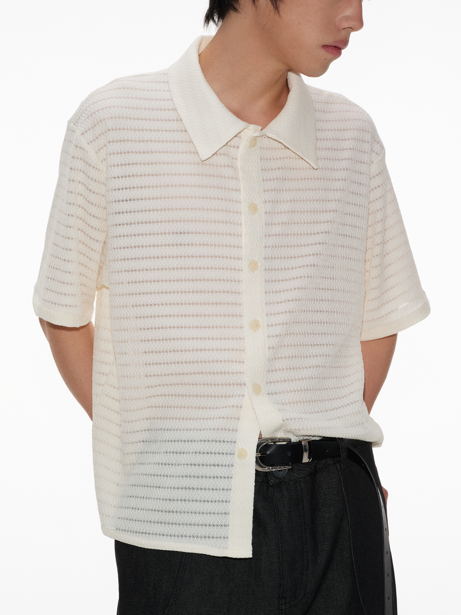 JCAESAR Skeleton Striped Short-sleeved Shirt