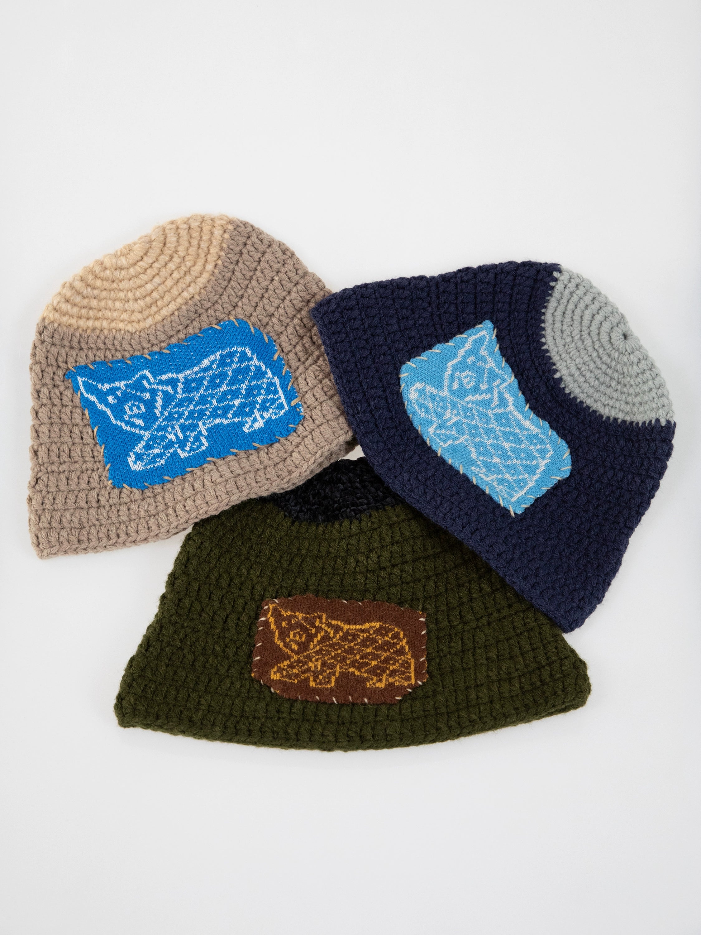 RHOMEHOUSE Hand Stitched Cloth Knitted Bucket Hat