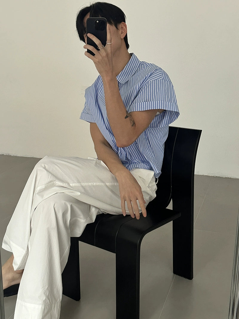 COLN Versatile Short Striped Shirt