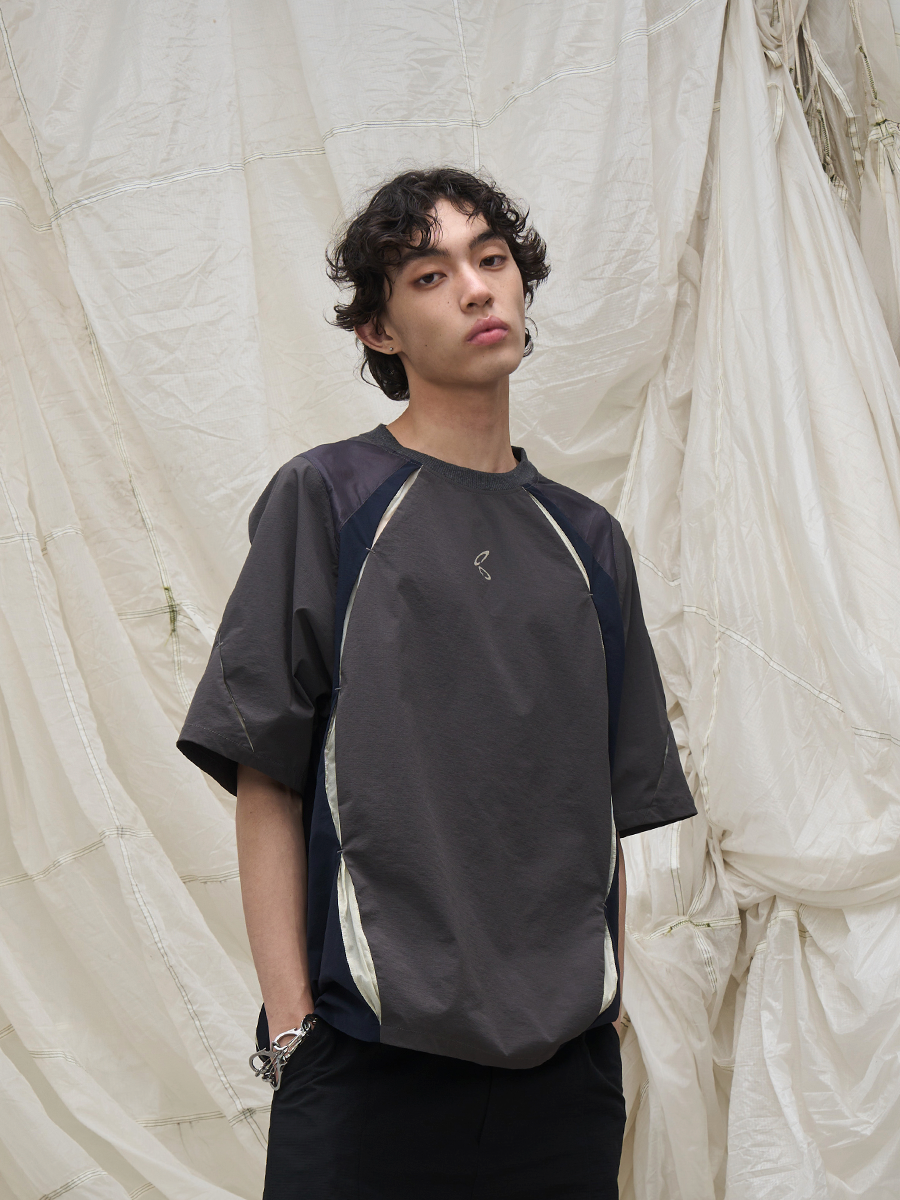 RELABEL Contrasting Color Splicing Cool Feeling Quick Drying Casual Tee