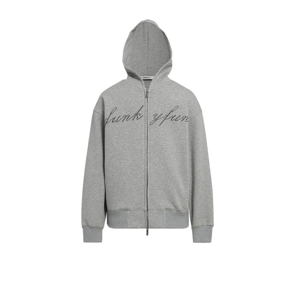 FUNKYFUN 2024AW LOGO Hot Diamond Cardigan Hooded Space Cotton Sweater Jacket