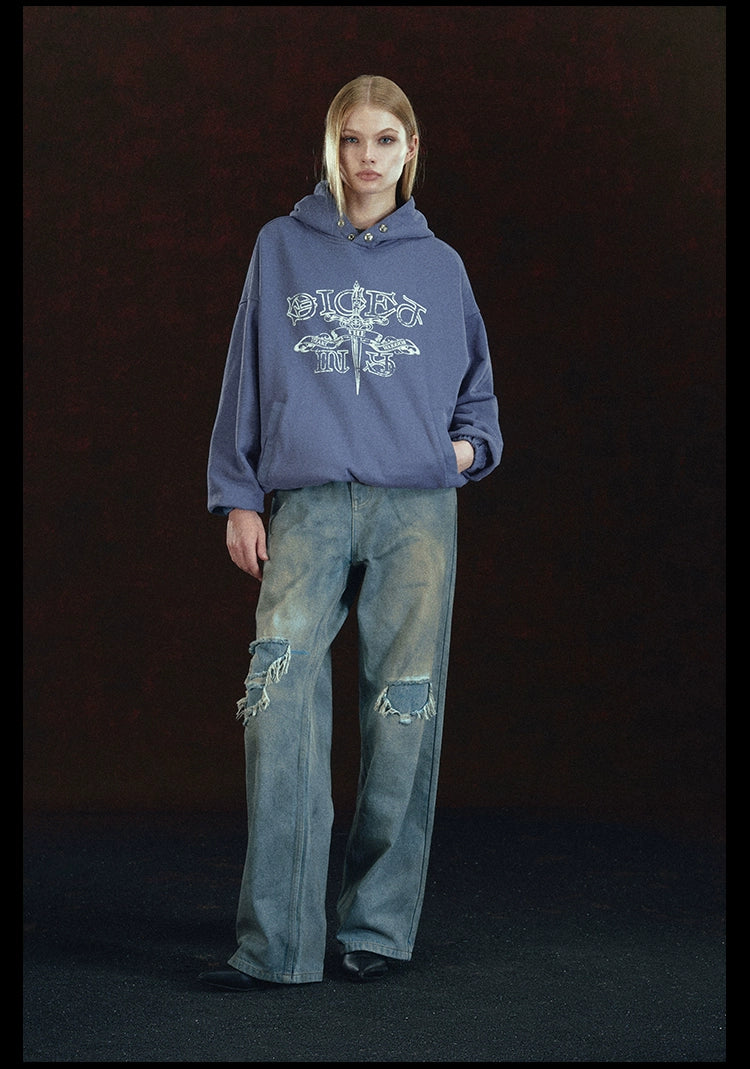 DICETINY Yuan Slaughter Sword Printed Loose Sweater