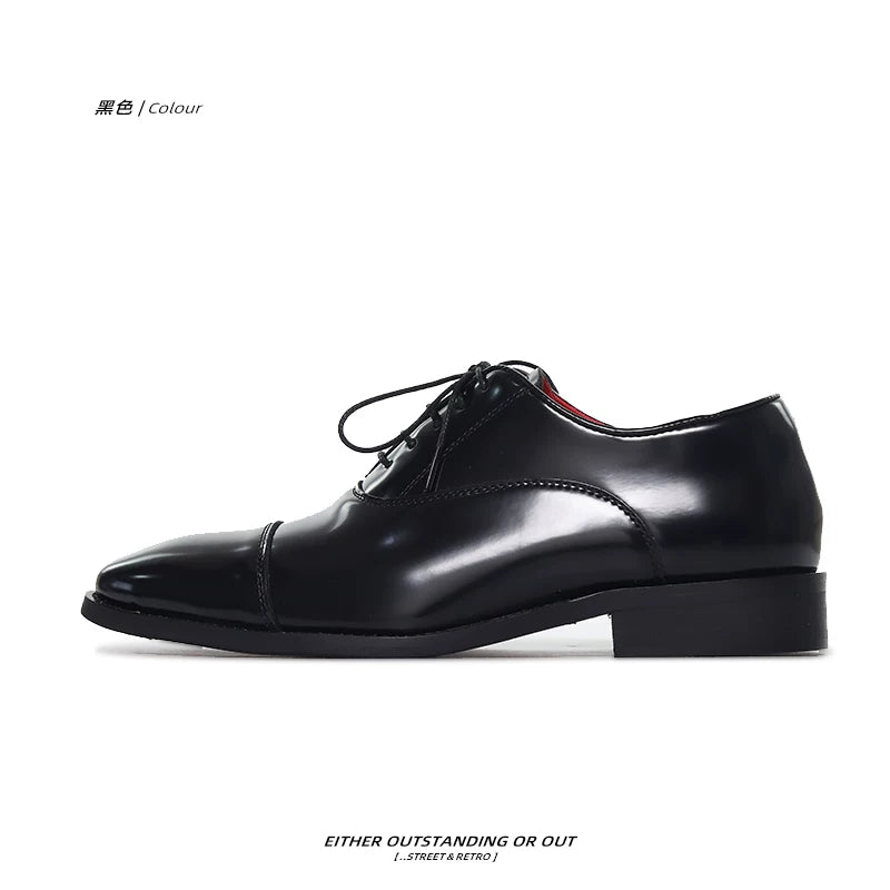 SHENLV STUDIO Glossy Pointed-toed Red-soled Leather Shoes