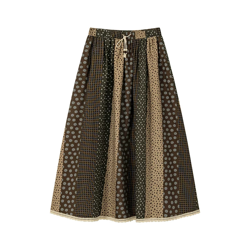 KANO Vintage Parquet Pleated Skirt