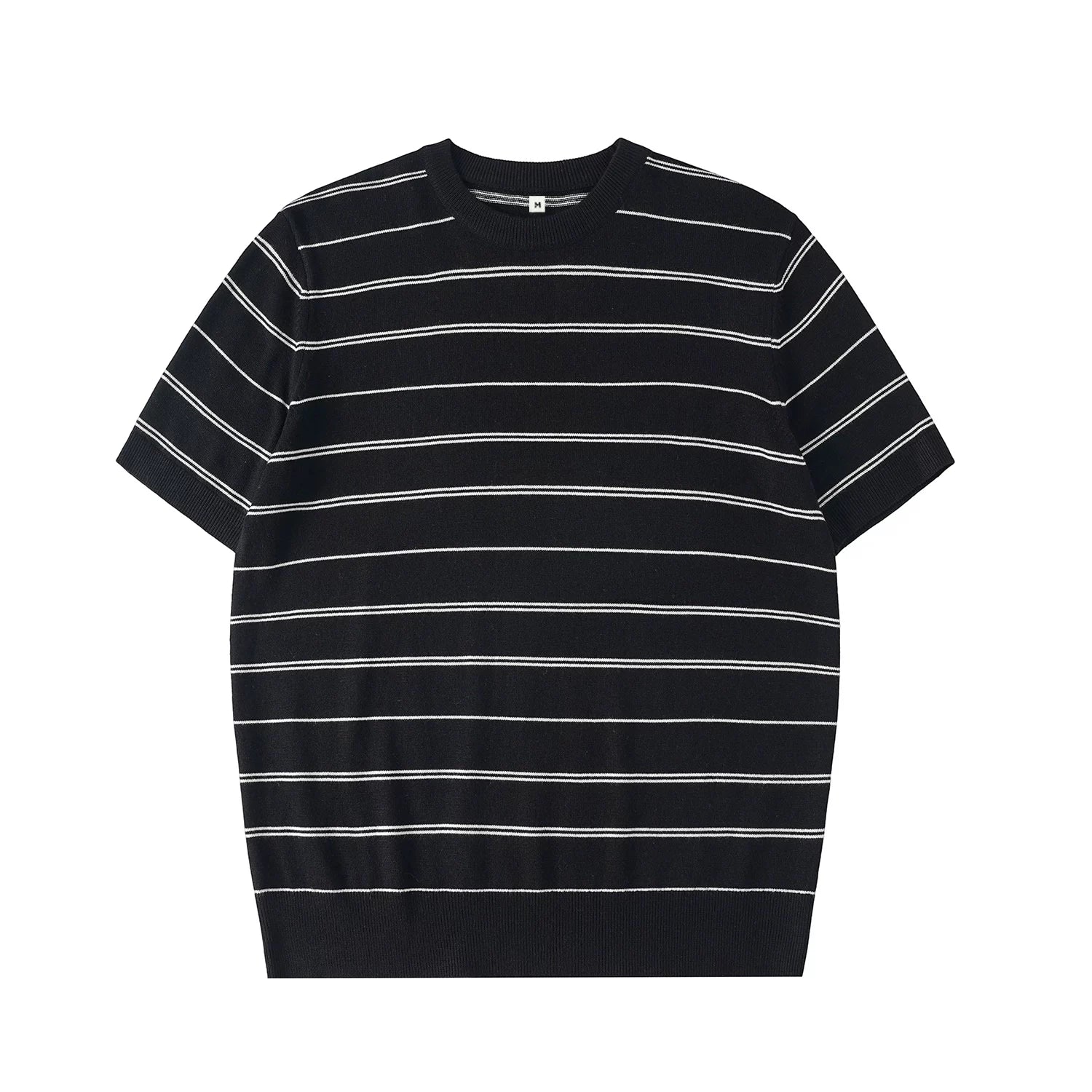 LR MADE Cuff Hem Tightened Knitted Striped Tee