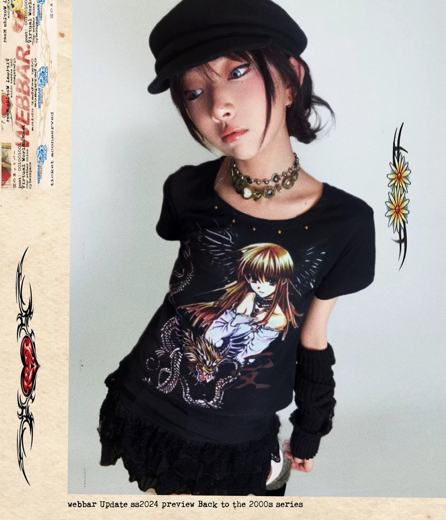 WEBBAR Ancient Day Miscellaneous Rivets Front Shoulder Tee