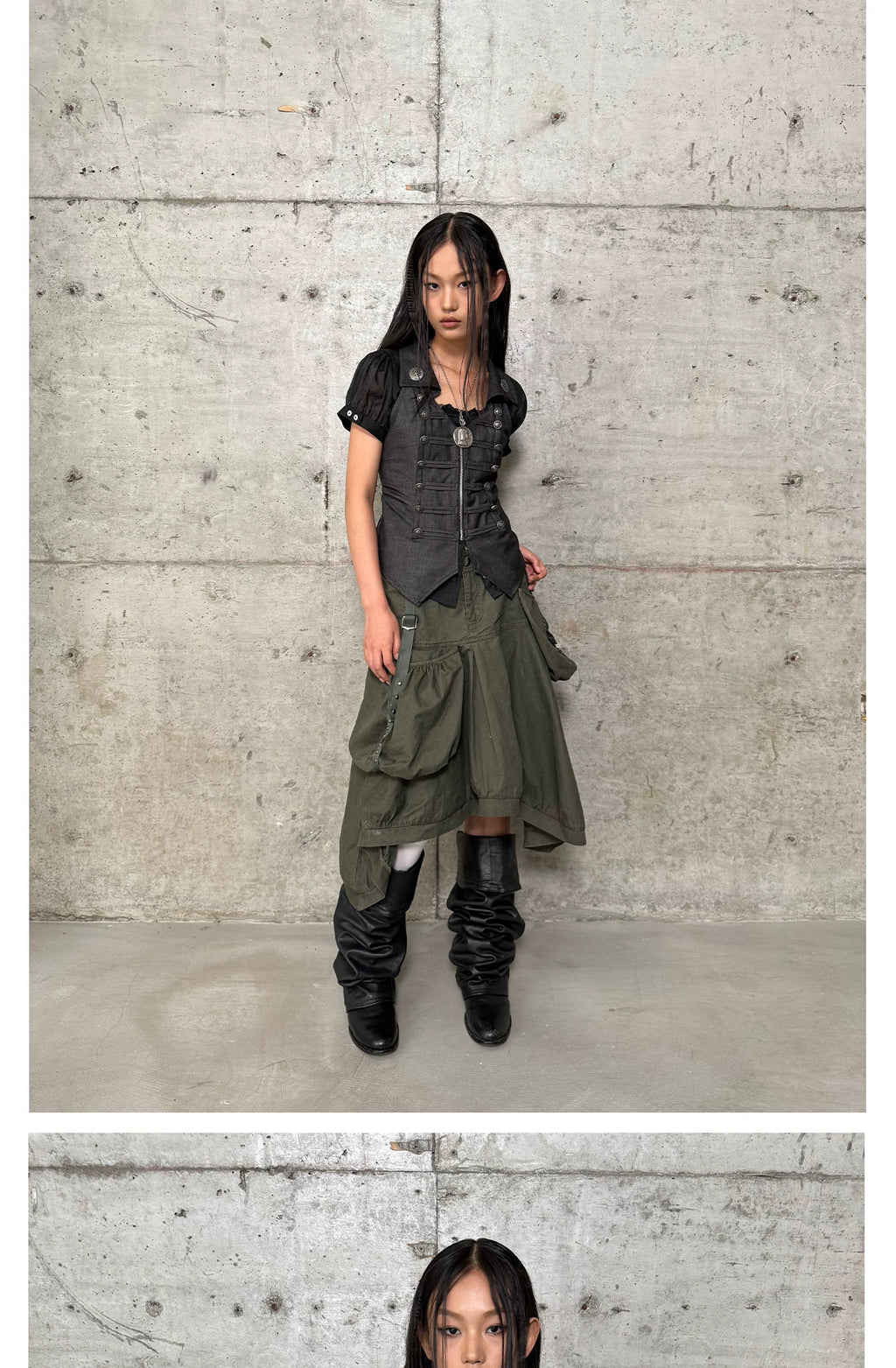 DoublePunch V-neck Double-breasted Slim-fit Waist Vest