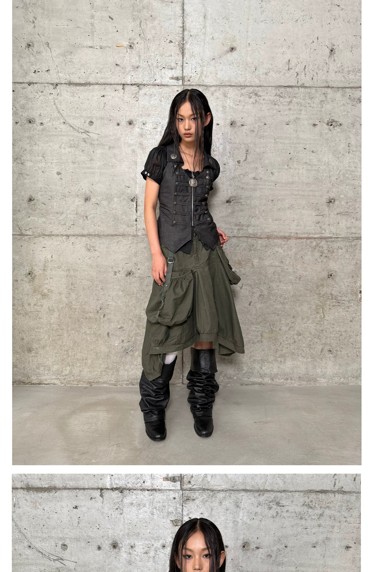 DoublePunch V-neck Double-breasted Slim-fit Waist Vest