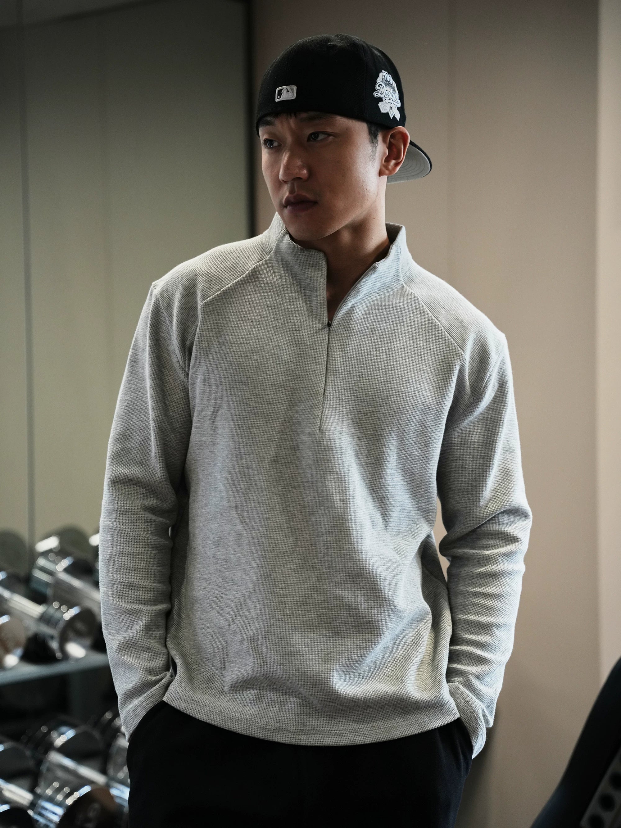 GTAL Half Turtleneck Zip Waffle Long Sleeves