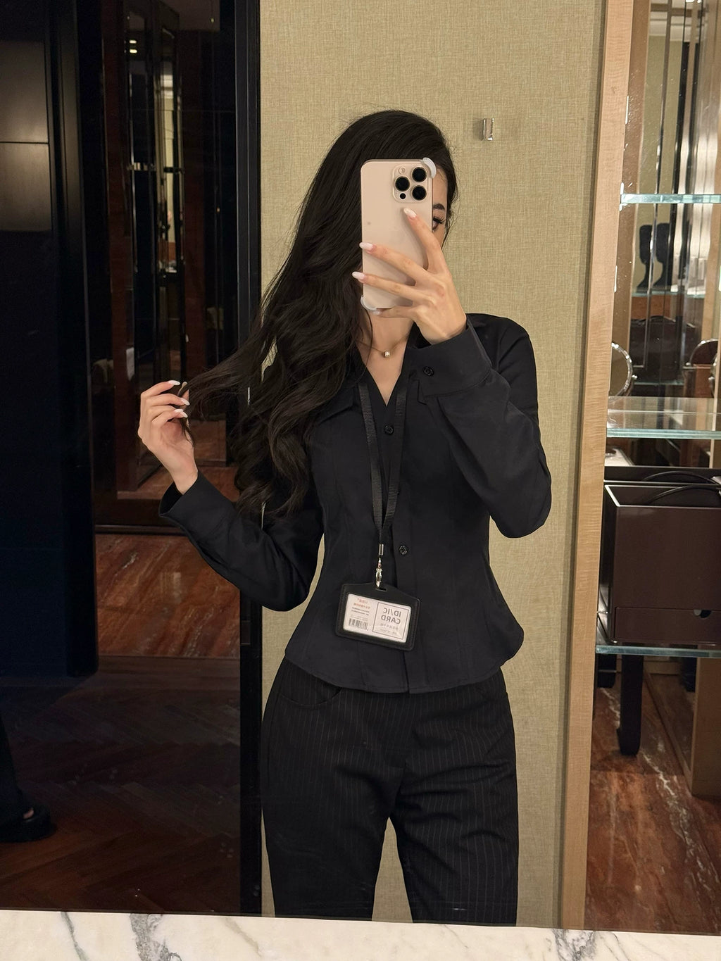 LLROGE Slim-fit Slim-fitting Long-sleeved Shirt Striped Drape Trousers