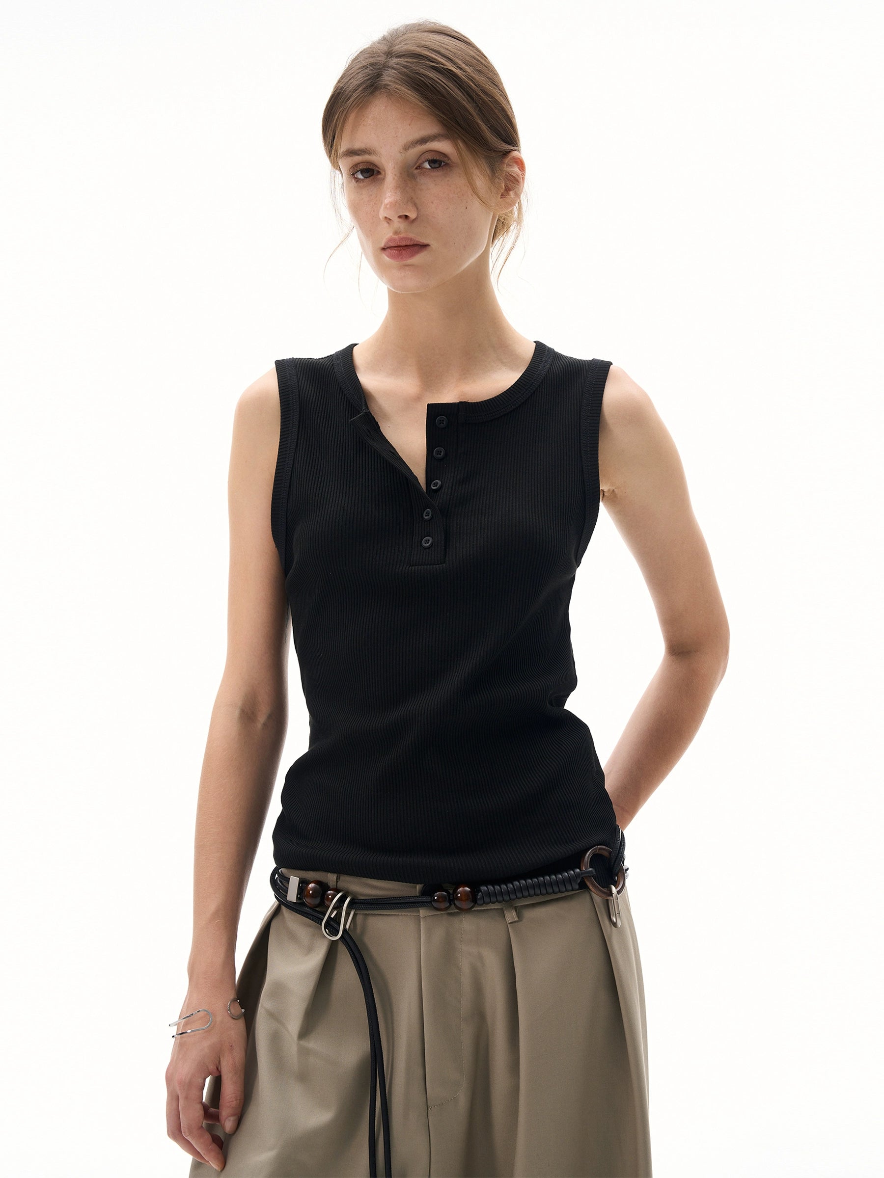 MADWITCH Simple Pit Strip Henry Collar Vest