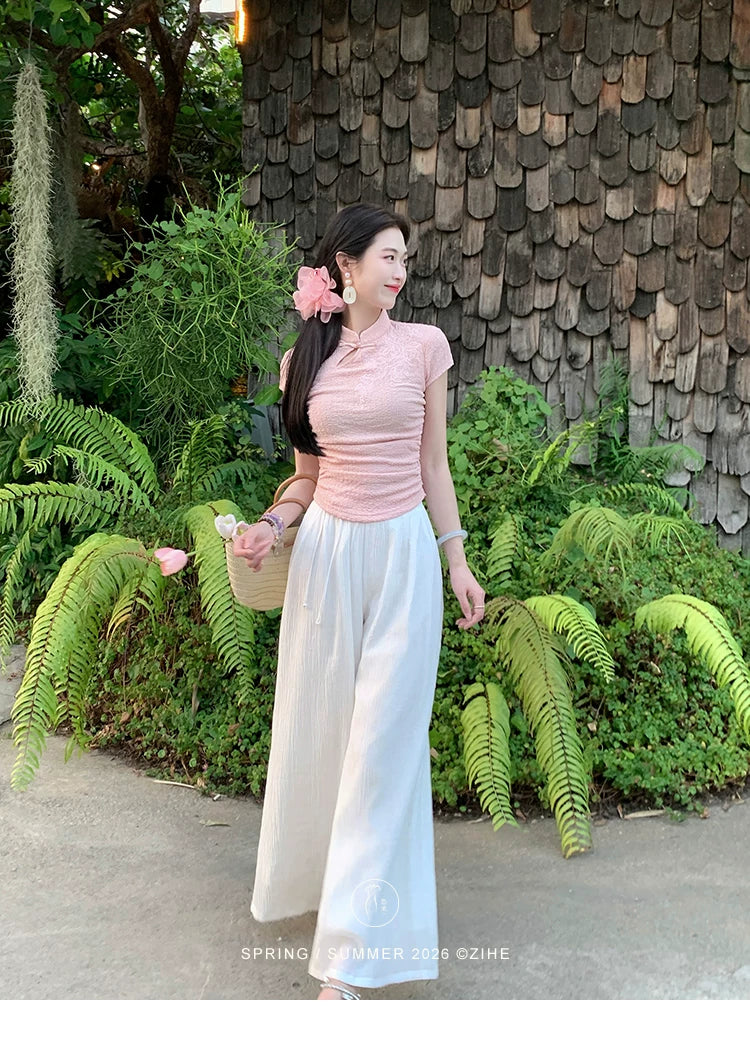 ZIHE New Chinese Straight Versatile Trousers
