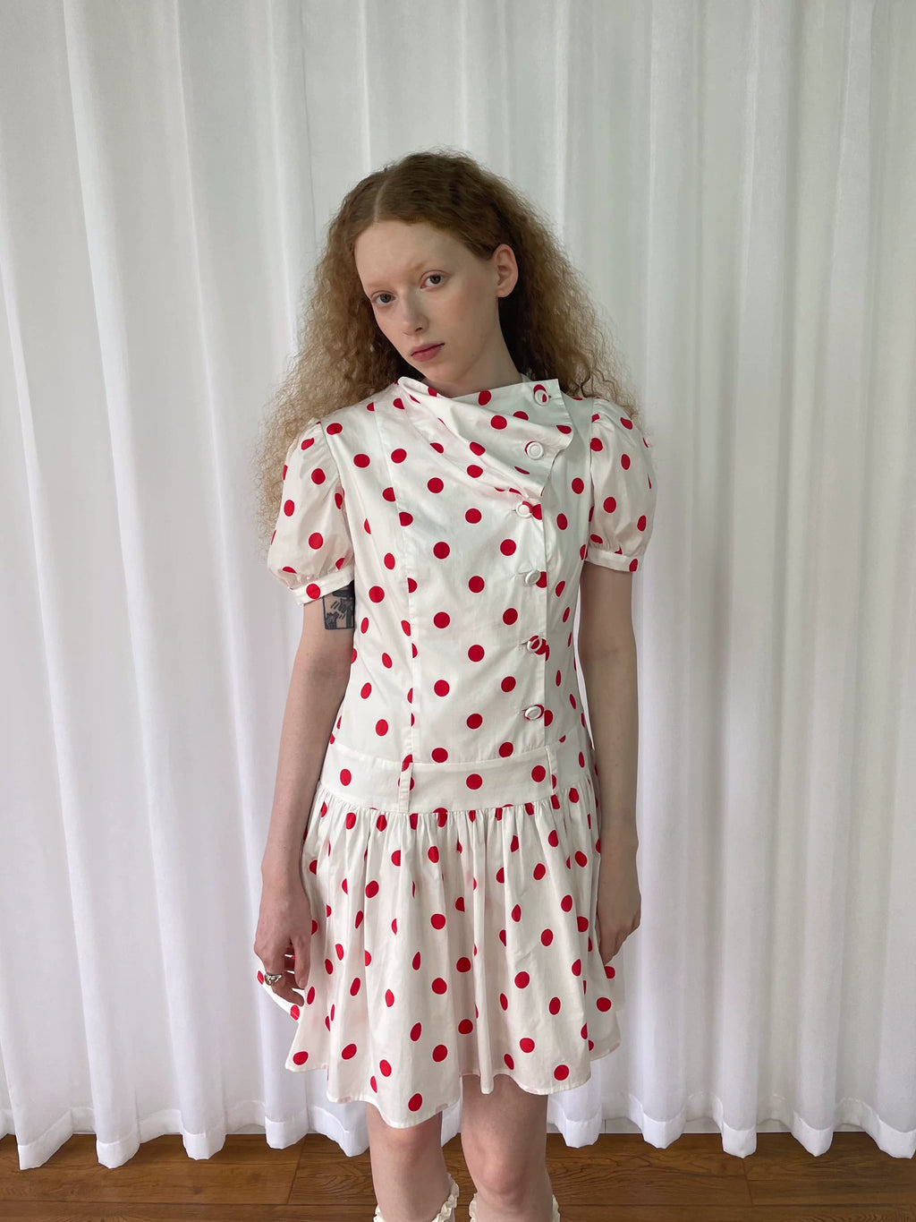 Loosesmell Half Turtleneck Polka Dot Dress