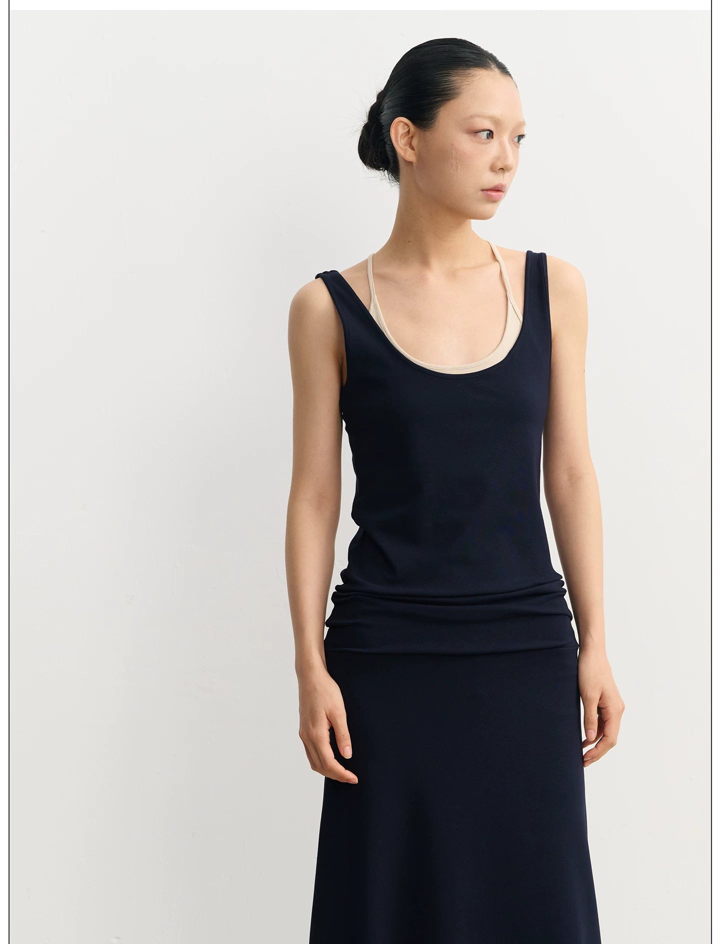 LINY LIBERTY Contrast Fake Two-piece Knitted Skirt