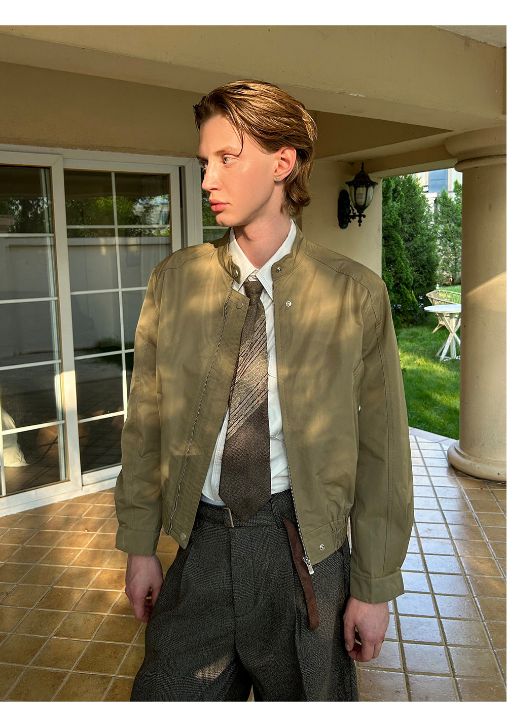 EME Vintage Short Wide Stand-Up Collar Jacket