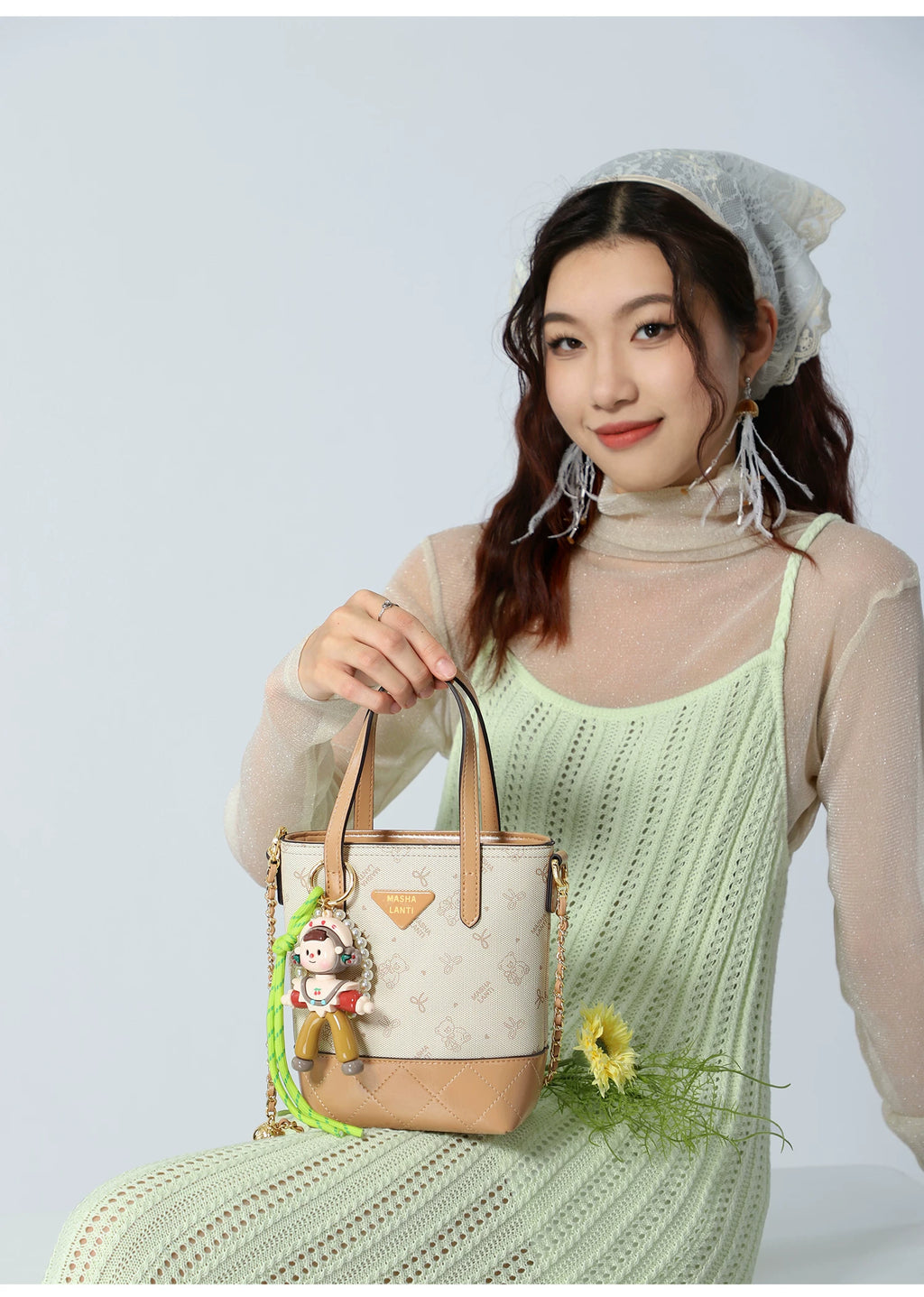 Masha Lanti Chain Bear Crossbody Bag