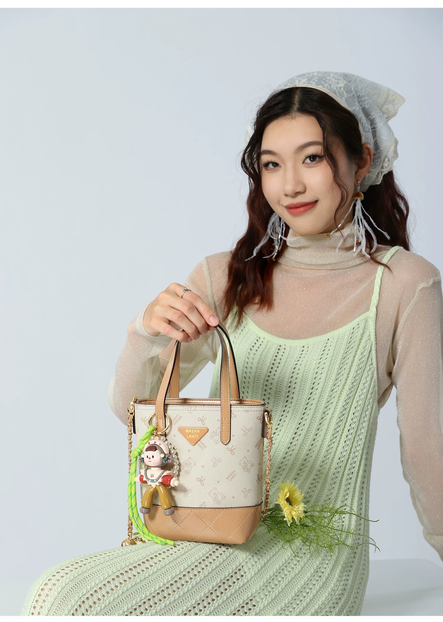 Masha Lanti Chain Bear Crossbody Bag
