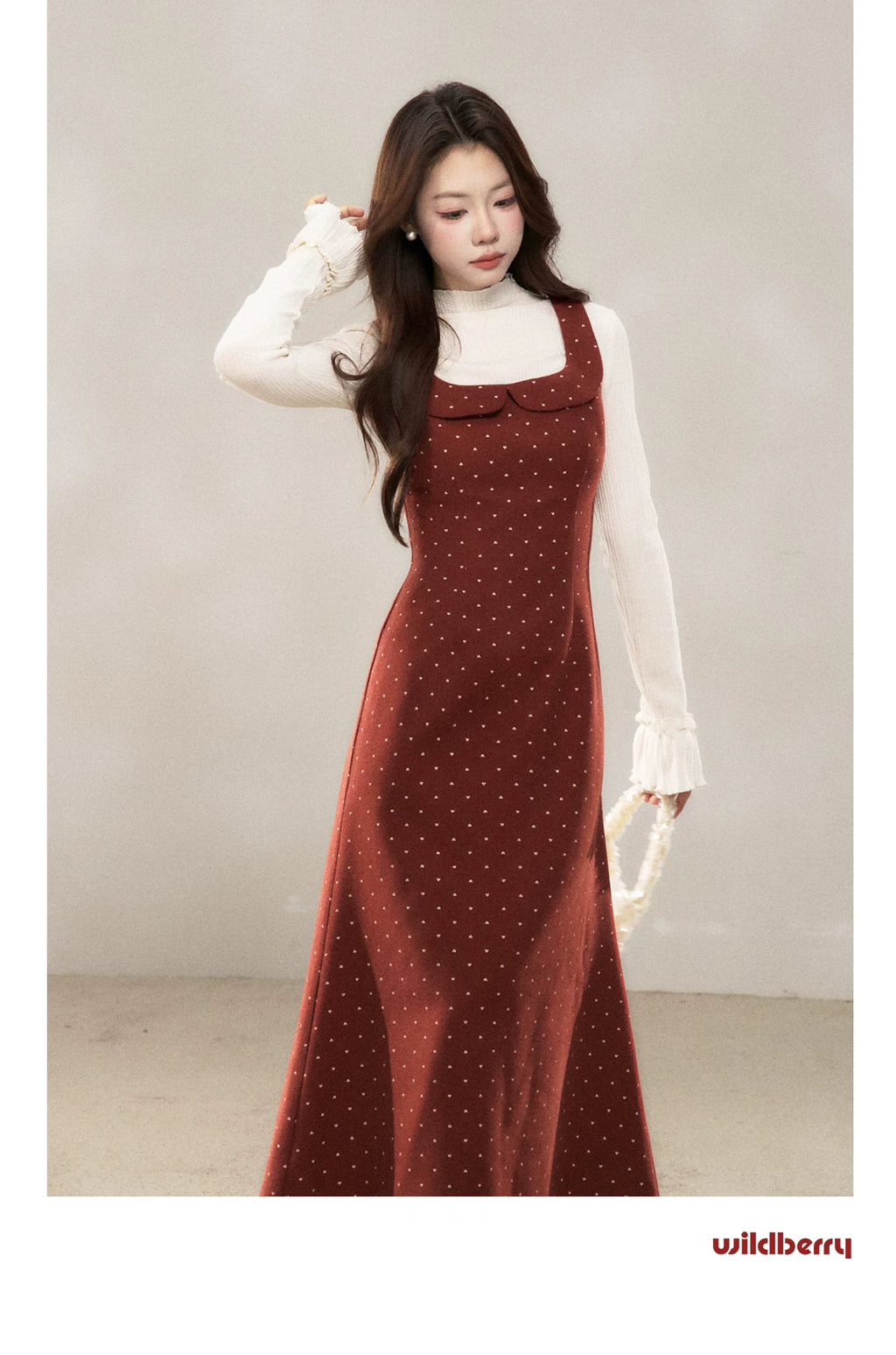 Wildberry Polka Dot Korean Retro Dress