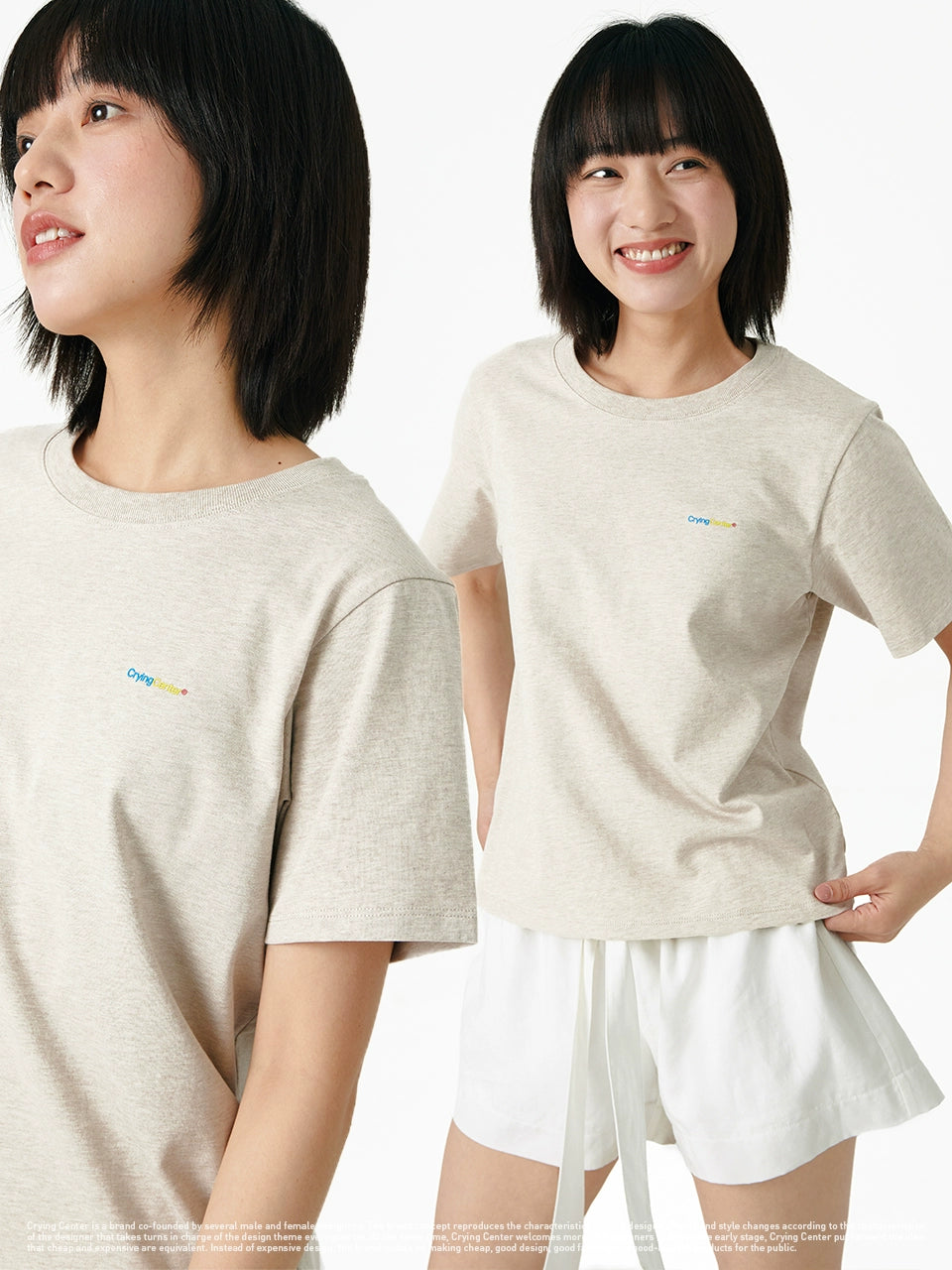 CryingCenter Shoulder Soft Skin-friendly Color Yarn Casual Short Body Tee