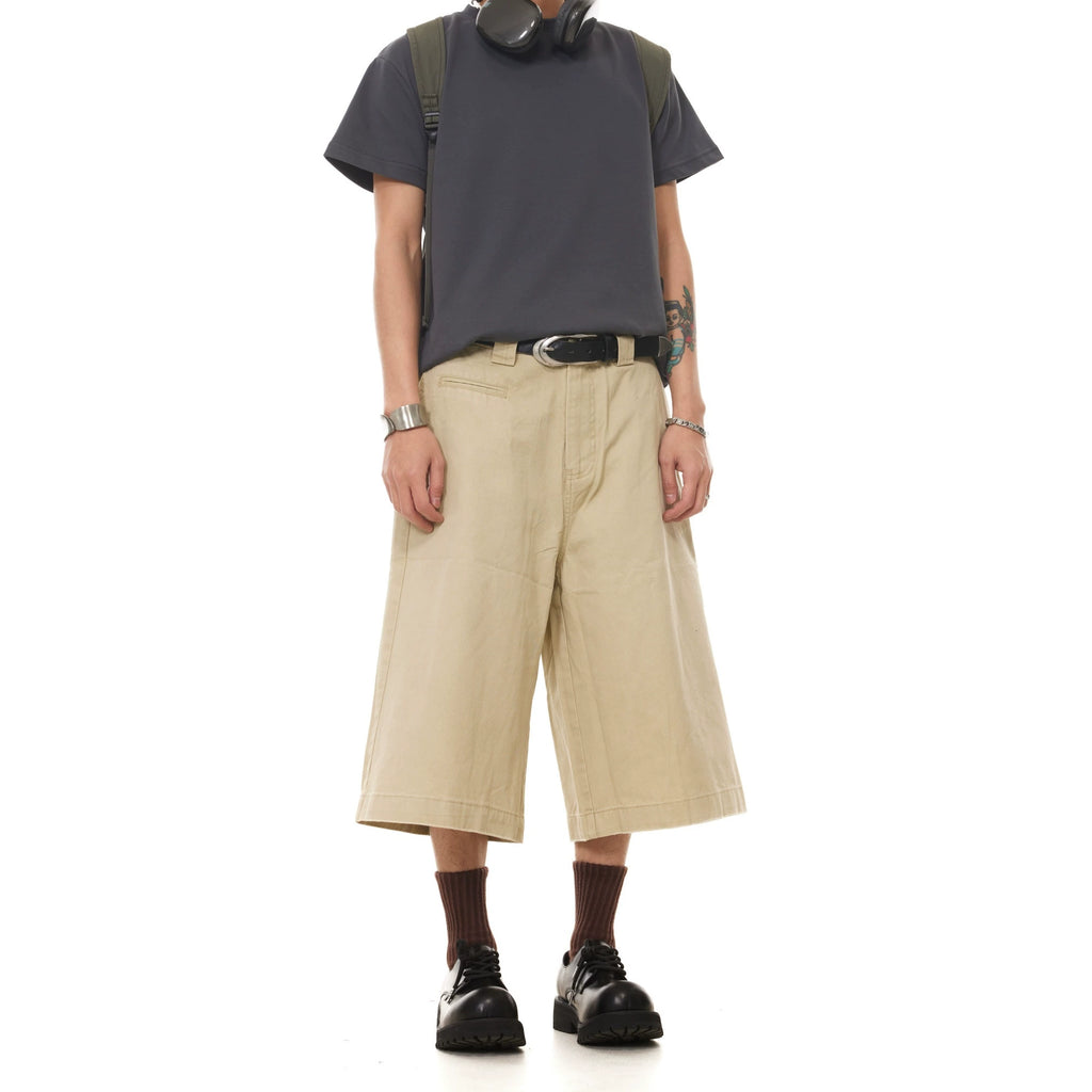 BTSG  classic simple cut versatile wide-leg seven-point medium pants