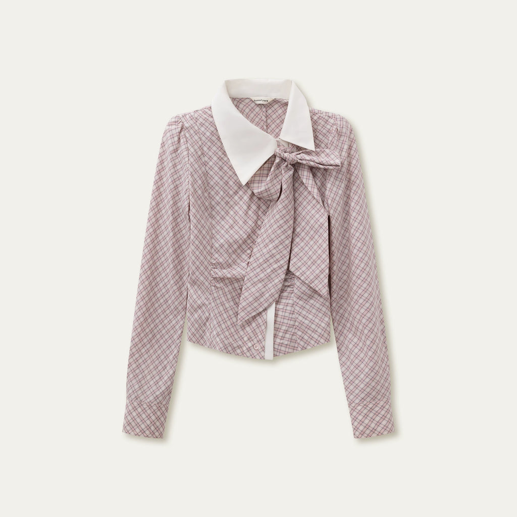 SunsetPark Romantic Irregular Detachable Bow Blouse