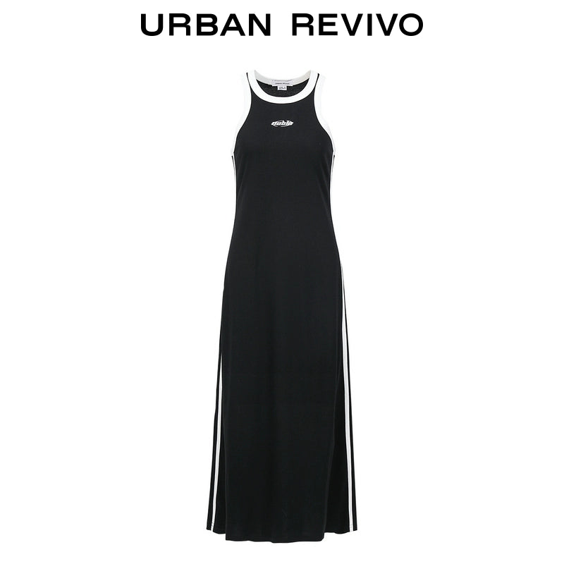 URBAN REVIVO Casual Contrasting Print Drape Sleeveless Dress