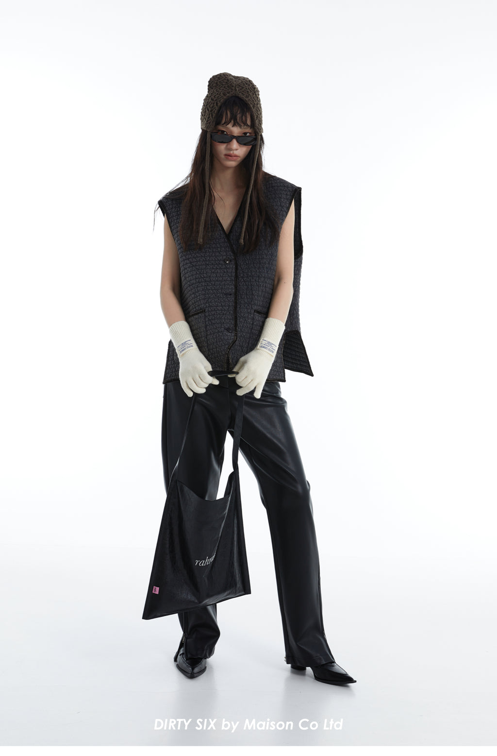 DirtySix "rahrah!" bag 5 colors contrasting embroidery thread soft leather tote bag