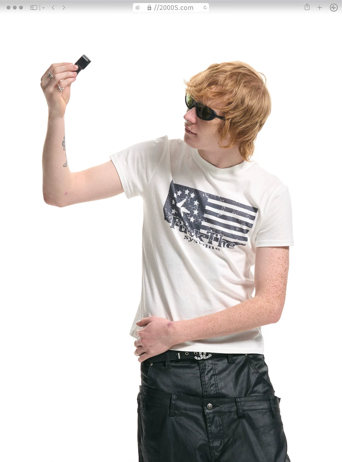 4AM Flag Print Front Shoulder Slim Tee